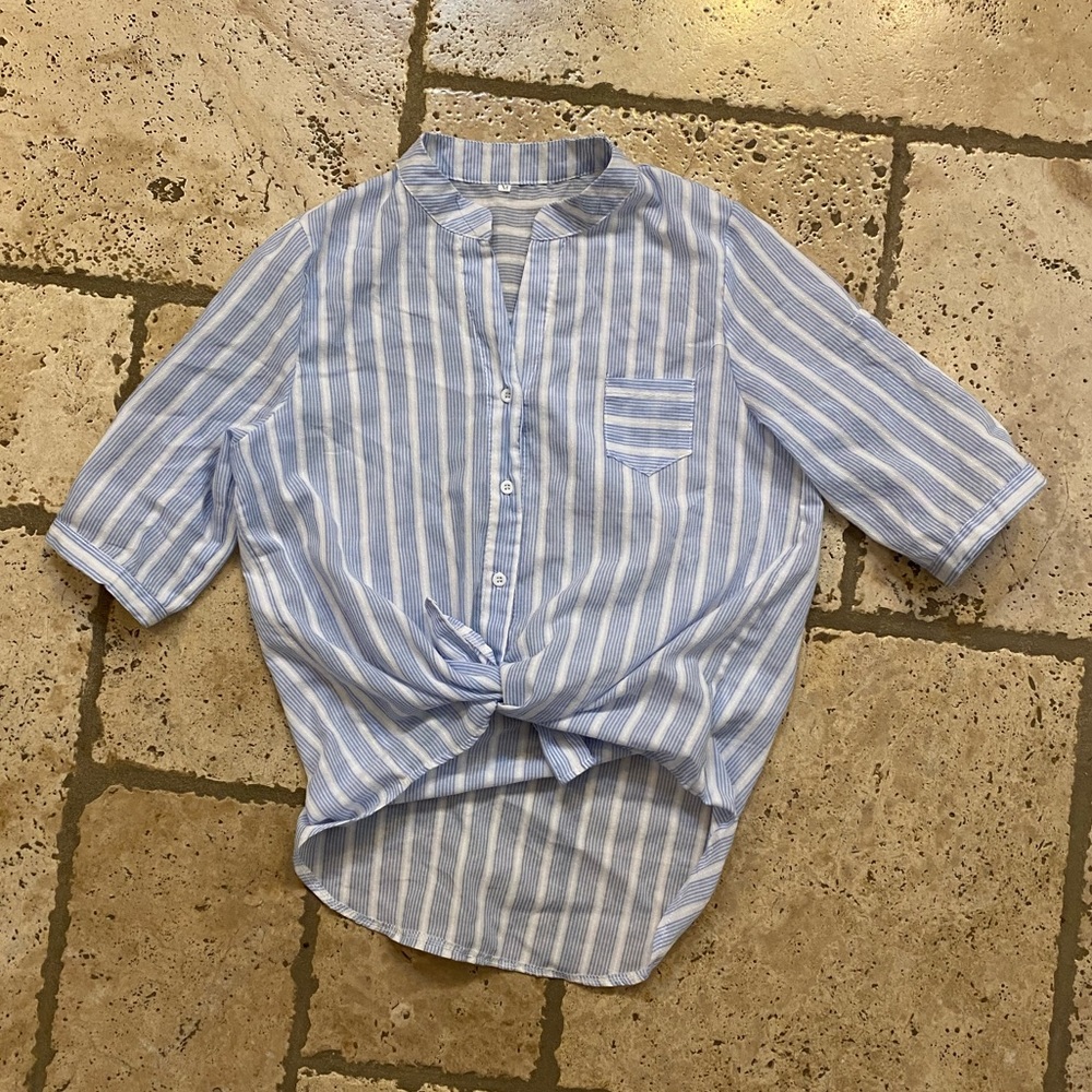 NWOT White and blue striped shirt